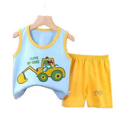 China Pure Cotton Vest 2pcs Kids Baby Pajamas Children Jacket Kids Casual Summer Baby Clothing for sale