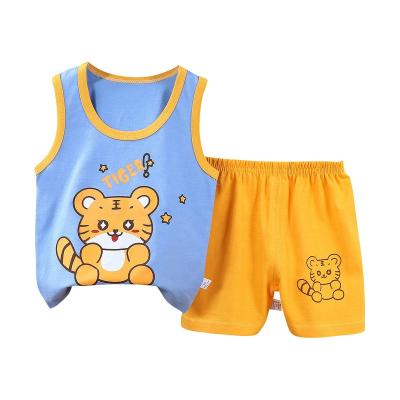 China Cute Casual Newborn Kids Baby Clothes 2022 Summer Toddler 2 Pieces Vest And Short Sets Teams Baby Clothes for sale