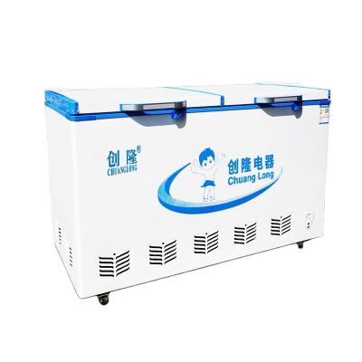 China Hotel 1.2m Two Door Refrigerator Direction Cooling Handle With Lock Key Top Open Chest Freezer for sale