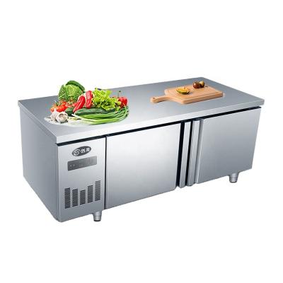 China COOLING COMPRESSOR L1500*W800mm Kitchen Stainless Steel Direct Working Pre Table Fridge And Freezer for sale