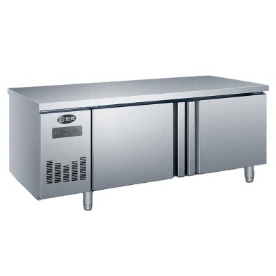 China COMPRESSOR L1200*W600mm Direct Cooling Fridge Two Door Salad Counter Stainless Steel Open Worktable for sale