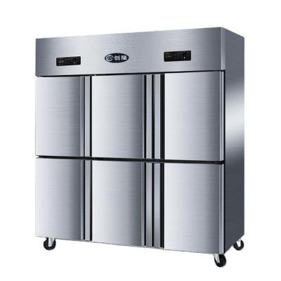 China COMPRESSOR Hotel Six Door Stainless Steel Kitchen Fridge Direct Cooling Meat Freezer for sale