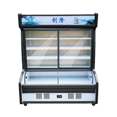 China Commercial Fridge COMPRESSOR 1.8m Sliding Door Restaurant Open Glass Door Fridge Luxury Dish Freezer for sale