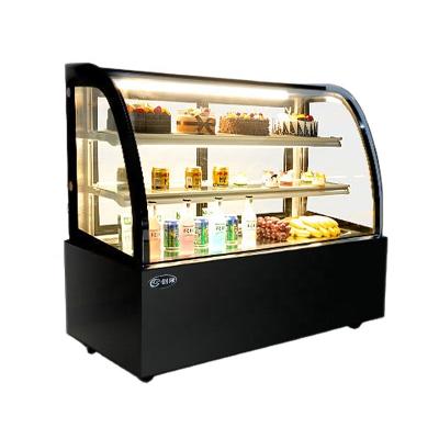 China Hotel Stainless Base Refrigerator 1.5m Wide Open Transparent Sliding Glass Door And Marble Display Cake Showcase for sale