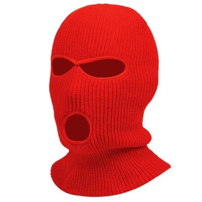 China Beanie SkiMask Men's Warm Winter Balaclava Ski Mask Custom Knitted 3 Full Face Wool Hat Outdoor Recycling Balaclava Three Hole for sale