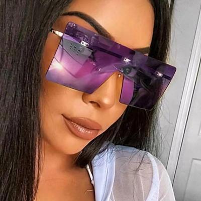 China 2022 Fashion Sale Square Rimless Sunglasses Women Girls Lady Square Oversized Sunglasses Retro Vintage Hot Eyewears Big Shades for sale