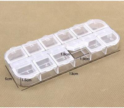 China New Art 12 Compartment Nail Art Jewelry Earring Storage Box Bin Viable Empty Plastic Case Container Sewing Box for sale