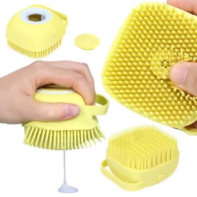 China Eco-Friendly Body Massage Scrubber Silicon Silicone Extra Soft Shower Bath And Body Brush With Soap Dispenser for sale