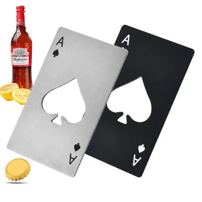 China Stainless Steel Playing Cards Form Plate Portable Manual Stainless Steel Bottle Opener Beer Bottle Jar Opener for sale