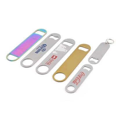 China Wholesale Stainless Steel Customized Logo Bar Blade Blank Brushed Metal Stainless Steel Beer Bottle OpenerHot Sale Products for sale