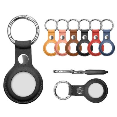 China New Shockproof Buckle Key Chain Ring Holder Airtags Holder Skin Cover Air Tags Leather Case For Ring Pet Dog Cat Key Collar for sale