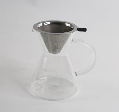 China Sustainable Stainless Steel Glass Coffee Maker Pour Over Dripper Chest Filter for sale