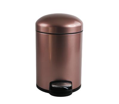 China Sustainable Round Shape Garbage Bin Stainless Steel Rubbish Bin Copper Metal Trash Bin With Inner Bucket for sale