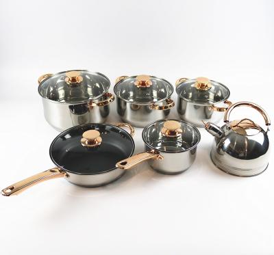 China Wholesale 8 Pcs 11pcs Induction Bottom Soup Pot Stainless Steel Cookware Stock Pot Viable Non-Stick Pot Set for sale