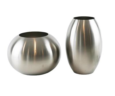 China Minimalist Home Decor Indoor Planter Pot Stainless Steel Flower Metal Silver Vase for sale