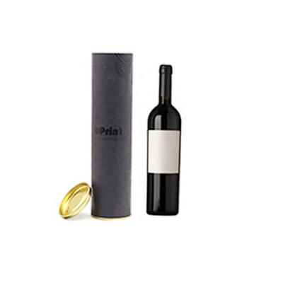 China Recyclable Custom Design Recyclable Liquor Whiskey Wine Glass Bottle Paper Wrapping Paper Cylinder Round Wine Paper Tube Black Container for sale