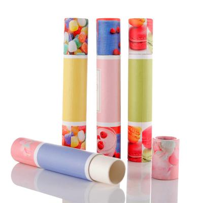 China Small Long Cylinder Gift Boxes Recyclable Recycled Round Cardboard Tubes Wholesale Candy Chewing Gum Tube Boxes Empty Paper Long Packaging for sale