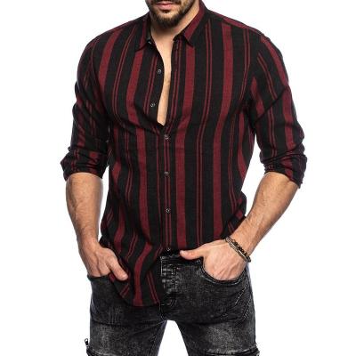 China High Quality Custom Made Anti-pilling Mens Long Sleeve Multicolor Striped Shirt for sale