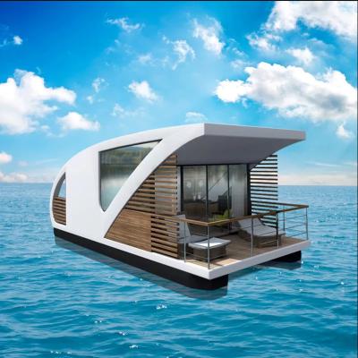 China Modern Resort Movable House with Prefab Modular House Furniture Manufacturer Container Tiny Boathouse Hotel House Floating Houseboat for sale