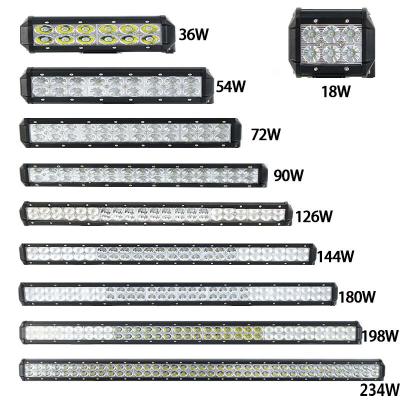 China YC019 Hotsale Aluminum 2 Row Led Light Bar 18W 36W 54W 90W 126W 144W 198W 234W Offroad LED Working Light Bar for sale