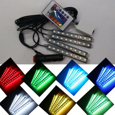 China Interior Car Light RGB Light With Remote LED Strip Light Atmosphere Lamp 16 Colors Car Styling Atmosphere Lamps RGB LED Decorative Strip Light for sale