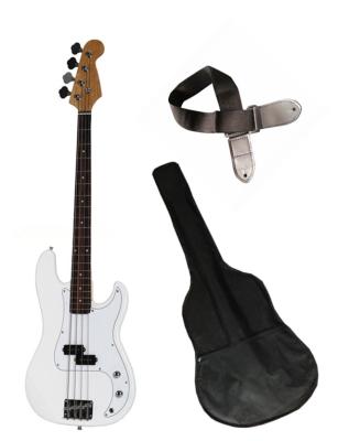 China 43 Inch Solid Wood White Electric Guitar Instrument With Bag / Strap Customized AGB43-PB2 for sale