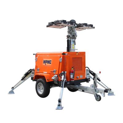 China New / Manual Rotation 9m Mast 6x300W Electric Sports Stadiums Trailer Mounted Diesel LED Lighting Tower for sale