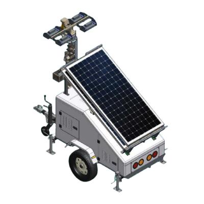 China Construction Site Portable Mobile Oil Storage 4X100W Mining LED Solar Light Tower for sale