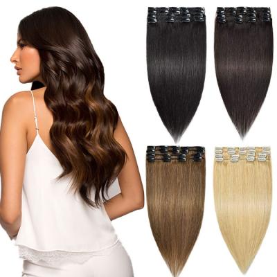 China Wholesale Barely Shedding Soft Smooth Thick Top Clip In Hair Extension Dropshipping Cuticle Aligned 12A Remy Hair Extensions 100 Virgin Brazilian Hair for sale