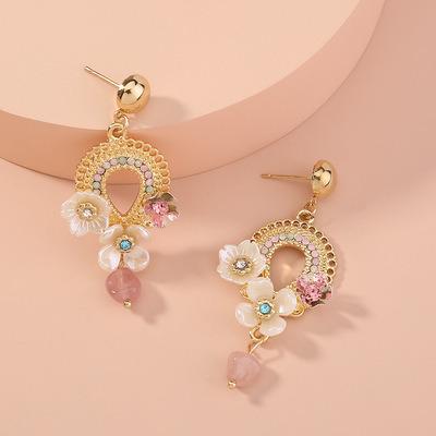 China Vintage TRENDY Elegant Rhinestone Fashion Delicate Flower Numeral Set With Diamond Colored Stud Drop Earrings For Woman Jewelry for sale