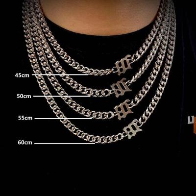 China Environmental Friendly Hip Hop 18k Gold Plated Punk Personalized Cuban Letter-Chain Necklaces Stainless Steel Restriction Links Miami Chunky Choker Necklace for sale