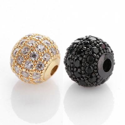 China Zircon DIY Jewelry Material Brass Beads 8mm Disco Gold Round Ball Bead Diamond Accessories For Jewelry Making A00002 for sale