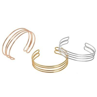 China High Quality Casual/Sporty Cuff Hammered Gold Plated Modern Bangle Jewelry Hollow Cuff Bangle Wristwear Stack For Women for sale