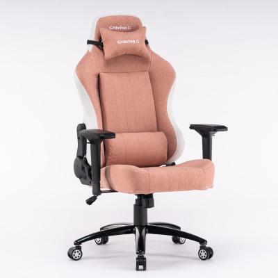 China (Size) Luxury Adjustable Fabric Pink 4D Adjustable Gaming Office Chair With Logo Customized for sale