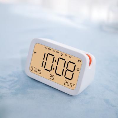 China Digital Alarm Clock Dual Radio LCD Dot Alarm Clock Chargeable Light Orange Led Smart Dimming Gift Clock Baby Light for sale