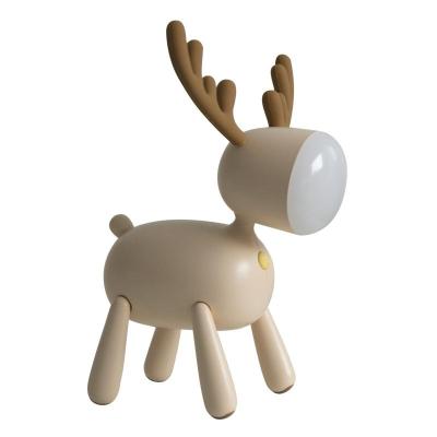 China Modern Small Night Light Cartoon Elk USB Charging Sleep with Silicone LED Elk Light Desk Reading Lamp for Kids and Students for sale