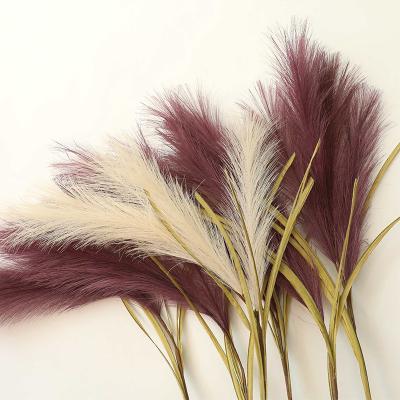 China Waterproof environmental protection boho feather + wedding wholesale decoration piece large dried pampas flower decoration amazon faux pampas grass for sale