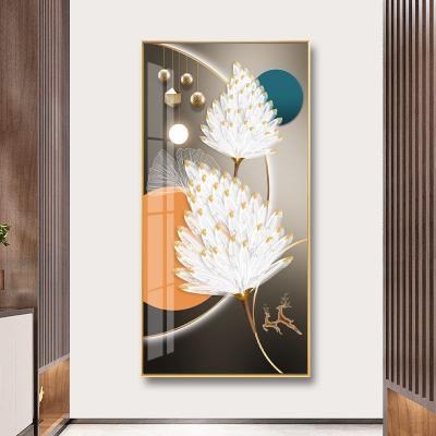 China New crystal porcelain painting living room office decoration feather classical/postmodern luxury abstract lucky painting for sale