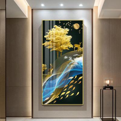 China New classic/postmodern abstract line carp painting porcelain painting living room decoration crystal porch painting for sale