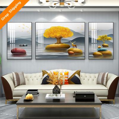 China New Classic/Postmodern Custom Made Aisle Crystal Porcelain Painting Wall Art Decoration Living Room Entrance for sale