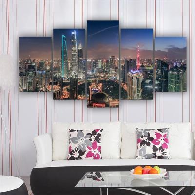 China International Organization for Standardization 5 Pieces of Art Canvas Architecture Painting Picture Poster for Living Room Bedroom Decor Picture Modern Wall Decor for sale