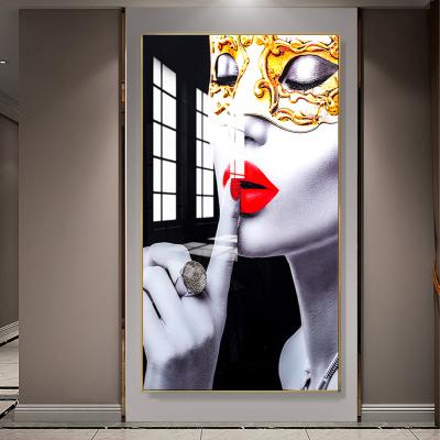 China New Modern Hot Sale 3D Wall Art Printing Crystal Porcelain Glass Painting With Gold Aluminum Frame for sale