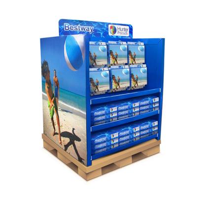 China Supermarket Corrugated Pallet Display Flat Packaging Cardboard Retail Pallet Display for sale