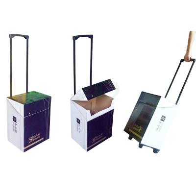 China Personalized Paper Cardboard Suitcase Eco Friendly Cardboard Box Trolley for sale