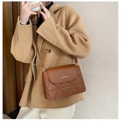 China Custom High Quality PU Leather Ladies Toss Shoulder Purse Women Stitched Maxi Crossbody Bag for sale