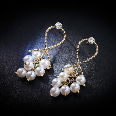 China CLASSIC Jewelry Wholesale Fashion HuPo.HuTu Trendy Simple S925 Pearl Drop Dangle Earrings For Women's Daily Life for sale