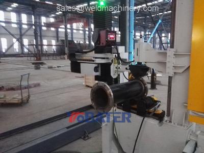 China Automatic middle steel pipe to flange welding machine and solutions 6M piping line for sale