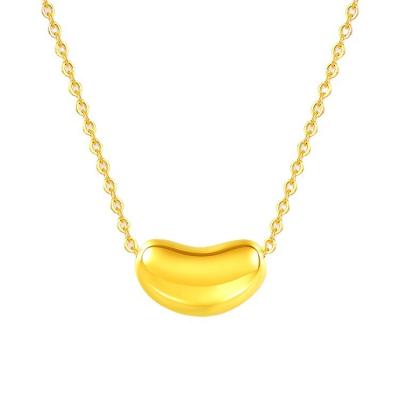 China 999 Gold Clavicle Chain 5g Gold Bean Carriage Bead Process Pendant Of New Acacia Gold Bean Jewelry Romantic Necklace Women's Foot for sale