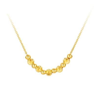 China FASHIONABLE Round Beads Necklace 999 Gold Foot Chain Set Catwalk Light Pearl Necklace Female Valentine's Day Gift 3D Gold Necklace for sale