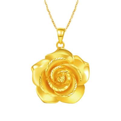 China CLASSIQUE 2023 Solid 3D 24K 999 Gold Hard Real Charms OEM Pendant Jewelry Necklace Hard Gold for sale